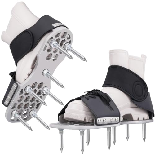 Lawn Aerator Shoes for Compacted Clay Soil, Heavy Duty Steel Spikes