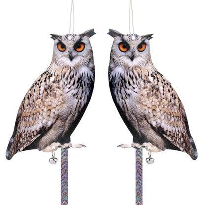 2PCS Flat Fake Owl, Plastic Owl with Reflective Tape - color: 2pcs Grey Owls