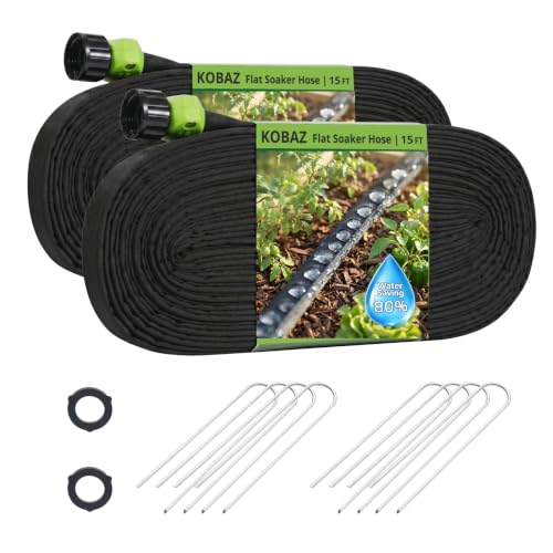 Soaker Hose 30 FT, Flat Soaker Hose for Garden, Water-Saving, 15ft 2 pack - size: 30FT(15FT-2Pack)