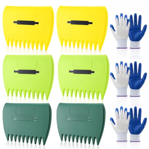 9 Pcs Leaf Scoops Hand Rakes Set with Gloves for Yard