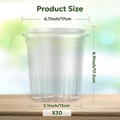 Bluepro Clear Nursery Pots with Drainage Holes, 7 Inch, 1 Gallon, 30-Pack - size: 7 Inch-30Pcs