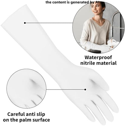 Long Sleeve 15inch Durable Nitrile Disposable Gloves Blue 30PCS - color: White, size: Large