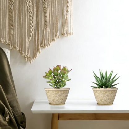 Nooulap 8 Inch Plant Pot, Beige Flower pots, 4 Pack - color: Beige, size: 8 inch