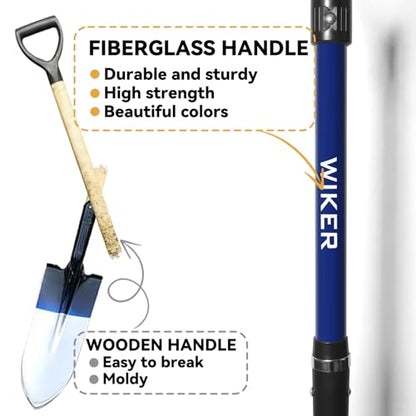 WIKER Spade Shovel,Sharp Shooter Shovel,Shovels for Digging,Planting,Trenching,Gardening,Drain Spade with Fiberglass Handle Heavy Duty,Blue,45 inches