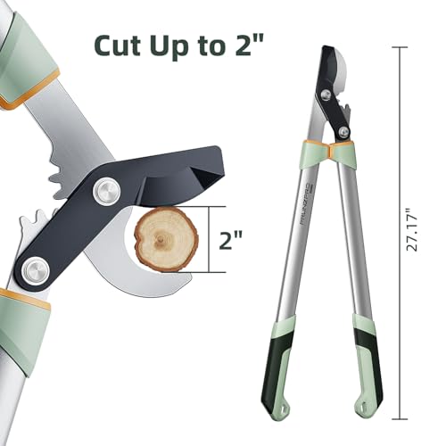 PrunePro® Loppers for Tree Trimming Stainless Steel Branch Cutter Heavy Duty Bypass Tree Pruner Rust Resistant Sharp Blade Up to 2" Tree Limb Trimmer for Gardening