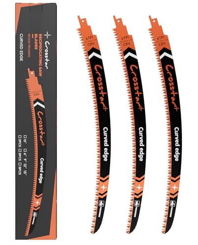 Crosstar 3 Pack Arc Edge Reciprocating Saw Blades,15inch 6TPI,Wood Pruning - size: 3pcs 15in