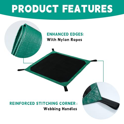 RAINDEWAY 9x9 Feet Leaf Tarp with Handles 10 Mil Waterproof Tarp for Leaves - size: 9x9 Feet-Finished Size