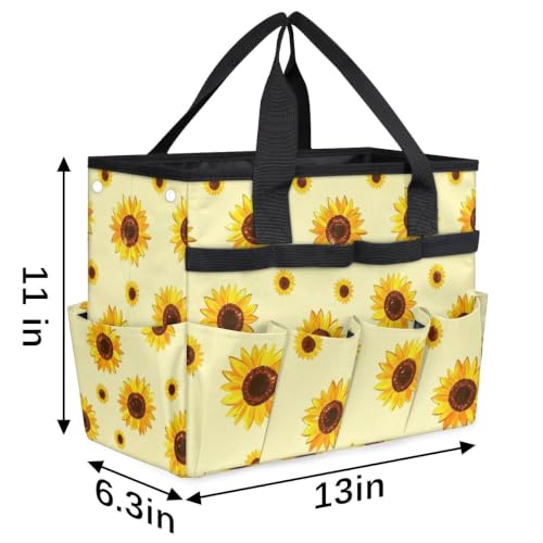 Sunflower Gardening Tool Bag,Heavy Duty Garden Tote Bag,Portable Oxford Gardening Storage Basket Organizer Handbag with Pockets Handle,Hand Tools Gifts for Outdoor Garden Lawn Yard - color: color-1