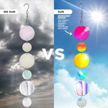 Iridescent Streamer Reflective Bird Scare Discs, Double-Sided Bird Deterrents for Outside, 8 Pack, Reflectors to Keep Birds, Geese, and Pigeons, Away from Your House, Garden, Wharf, and Patio.