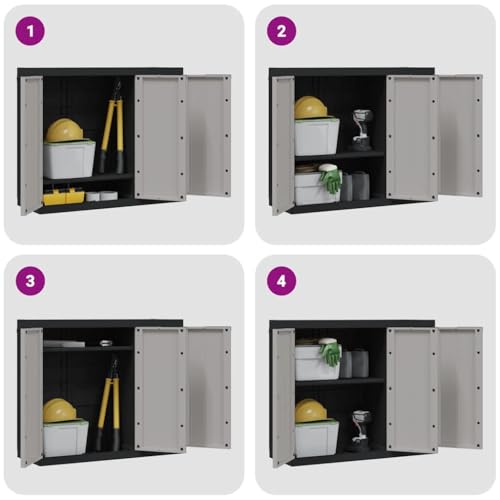 vidaXL Outdoor Storage Cabinet Gray and Black 38.2"x14.6"x33.5" PP - color: Gray and Black
