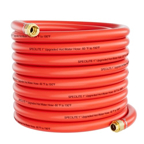 SPECILITE 1" x 75FT Hot/Cold Rubber Garden Water Hose, -50℉-190℉, Red - color: 1"ID Red, size: 75ft