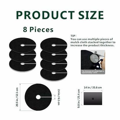 20.5 Inch 8 Pack Non-Woven Tree Mulch Ring for Weed Controlling - size: 20.47 inch