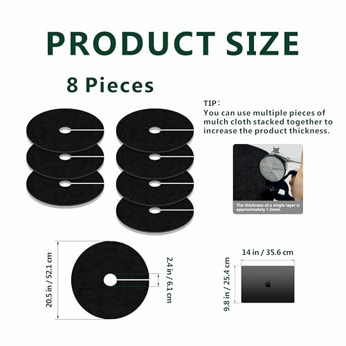 20.5 Inch 8 Pack Non-Woven Tree Mulch Ring for Weed Controlling - size: 20.47 inch