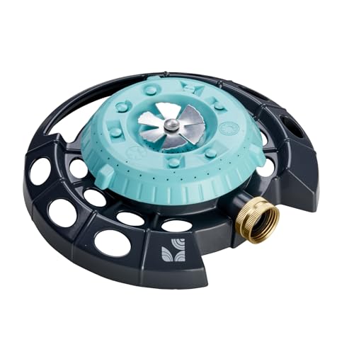 Multi-Pattern Spot Sprinkler 400001 - Adjustable 9 Spray Patterns, Heavy-Duty Metal Base, Decorative Turret Design, Versatile Lawn & Garden Watering, Durable Build by New England Garden Tools