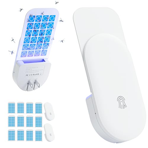 TIENBE Flying Insect Trap, 2 in 1 Indoor Plug-in Fruit Fly Trap, 2 Trap White and 12 Glue Cards, Fruit Fly Traps for Gnat, Moth, Mosquito, Suitable for Every Part of The Home - color: White, size: 2 Device 12 Glue Cards