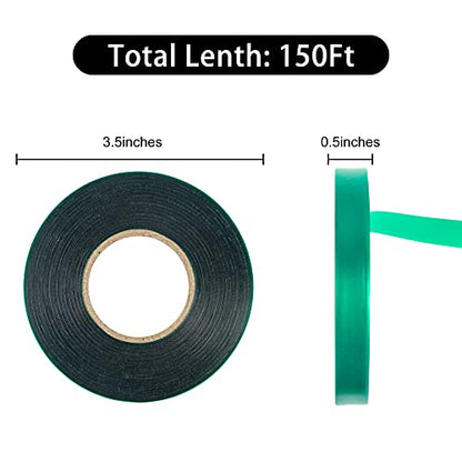 Unves 2 Pack Garden Tape Roll, 150 Ft Green Plant Ties Nursery Tapes - size: 2x150Ft