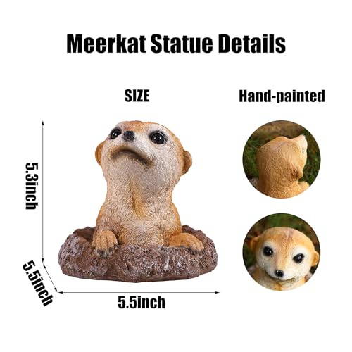 Meerkat Statue Garden Decor Lawn Animal Sculpture Ourdoor Decoration Funny Yard Ornaments Resin Figurine for Garden or Home 5.3inch - color: Meerkat
