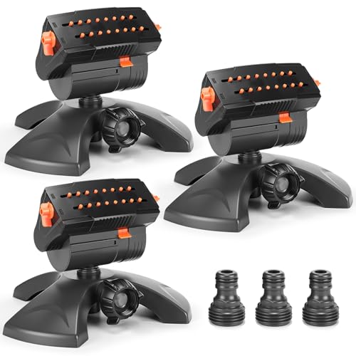 Reallnaive 3 Pcs Adjustable Oscillating Sprinkler ABS Weighted Base - style: Weighted Base
