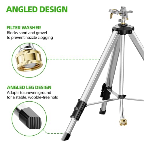 SPECILITE Brass Impact Tripod Sprinkler for Yard Lawn Garden Irrigation - color: Silver, 1-Pack