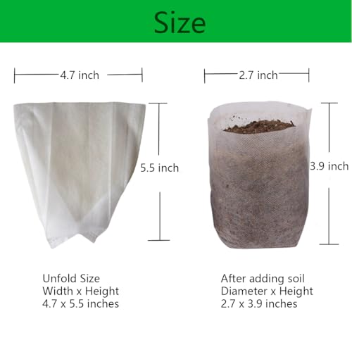 gardtree 400PCS 4.7×5.5 Inch Breathable Plant Grow Bags - Biodegradable Non-Woven Plant Nursery Bags for Seed Starting, Indoor/Outdoor Vegetables, Herbs & Flowers | Easy Transplant, Space Saving - color: White, size: 4.7"x5.5"/400PCS
