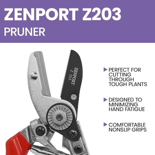 Zenport Z203 Heavy Duty Pruner, Anvil Action, Red Handles, Steel, 8.5-Inch