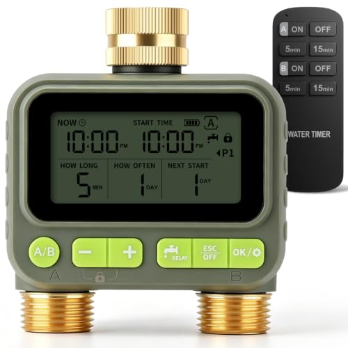 2 Zone Water Timer with Brass Inlet Outlet, Sprinkler Timer for Garden Hose - size: 2 Outlets