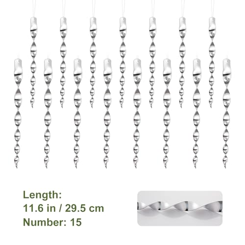 OFFO 15 Pack Bird Reflectors for Outside,Weather-Resistant Reflective Rods with Spiraling Light Flashes to Keep Pigeon and Woodpecker Away from Trees, Porch, Balcony, Silver - color: Silver