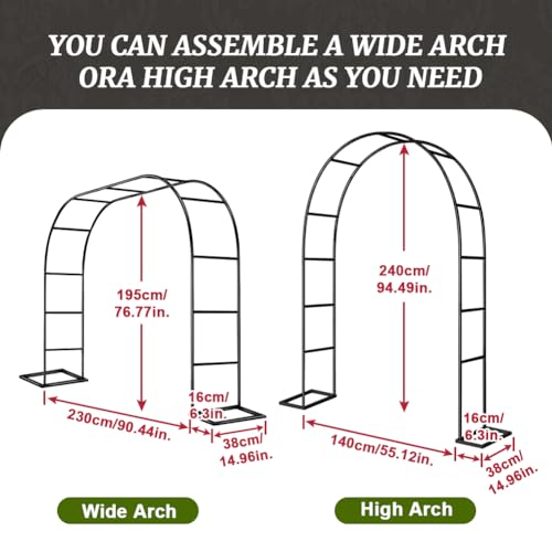 Zhisheng Garden Arch Arbor Trellis with Base for Climbing Plants - size: 7.9FT