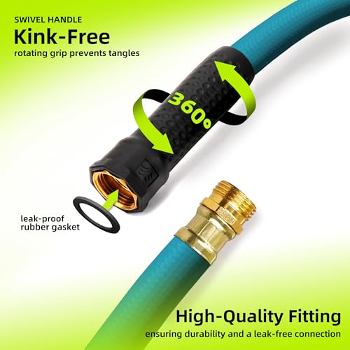 Worth 3/4 in. x 2 ft Green Leader PVC Garden Hose, Male to Female Fittings - color: Green, size: 3/4" x 2ft' (2feet)