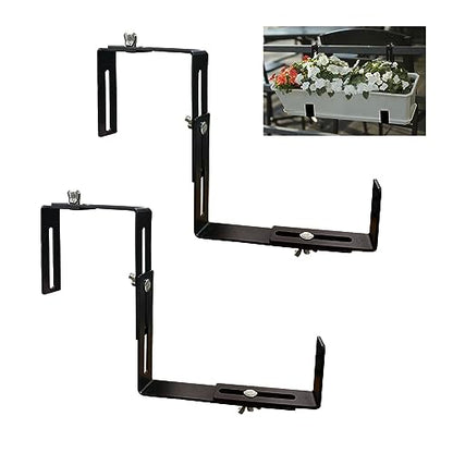 Adjustable and detachable Planter Box Brackets, flower pot bracket,hanging flower box bracket, window flower box bracket, suitable for fences, window sills, gardens, etc (Black,2 PCS)