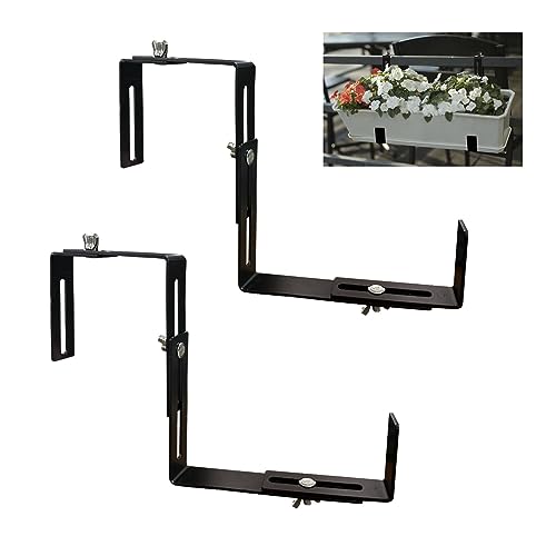 Adjustable and detachable Planter Box Brackets, flower pot bracket,hanging flower box bracket, window flower box bracket, suitable for fences, window sills, gardens, etc (Black,2 PCS)