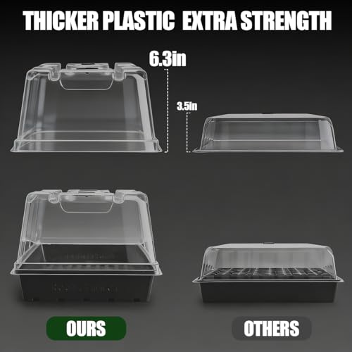 RooTrimmer 10 Pack 6.3" Tall Humidity Domes for 1020 Trays, Extra Strength Seed Starter Covers with 2 Adjustable Vents, Clear Plastic Propagation Cloning Lids for Germination & Microgreens, BPA-Free - size: 1020 6.3 Inch Dome-10P