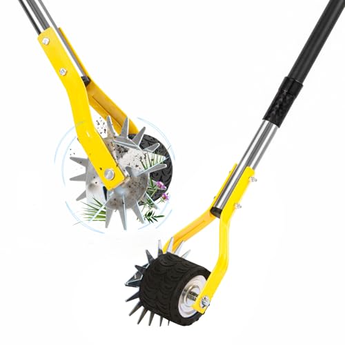 Manual Edger Lawn Tool, 75 Inch Wheel Rotary Edger for Lawn with Extra-Wide Wheel, Grass Edge Trimmer with Adjustable Handle, Ideal Hand Edging Tool for Sidewalk, Driveways and Landscaping