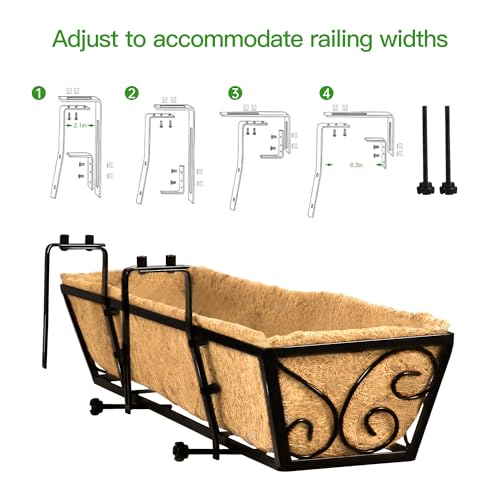 Y&M 30 Inch Window Deck with Coco Liner, Fence Metal Hanging Flower Planter Window Basket Deck Railing Planter Boxes for Outdoor Garden Lawn-Butterfly, 4pcs - size: Butterfly 30in 4p