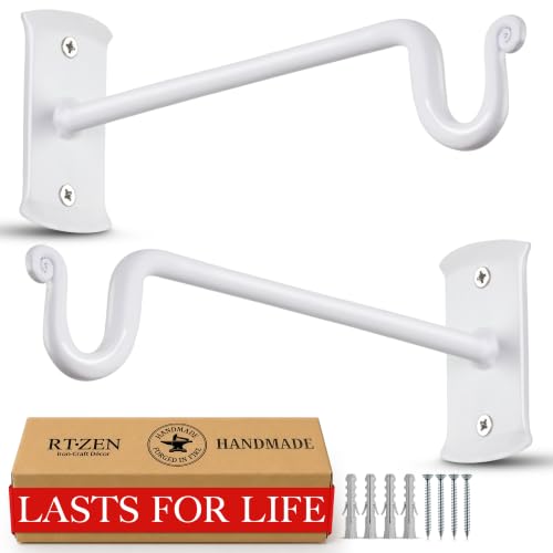 RTZEN Plant Hangers Outdoor or Indoor Heavy Duty Wall Bracket Hooks - size: 7.5 Inch, style: Shepherds Hooks - W