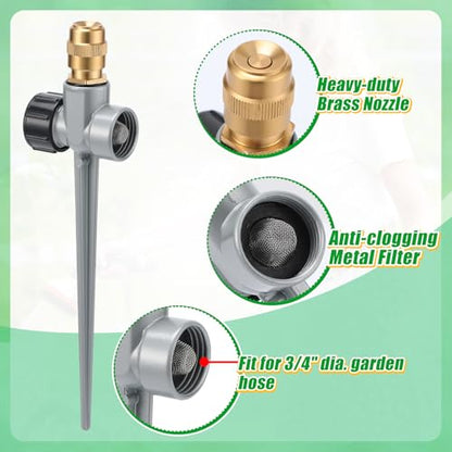 Acostop 2pcs 360° Spray Sturdy Metal Sprinklers for Yard Lawn Small Garden