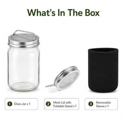 Sprouting Jar Kit, 1 Wide-Mouth Sprouting Jar with Stainless Lid