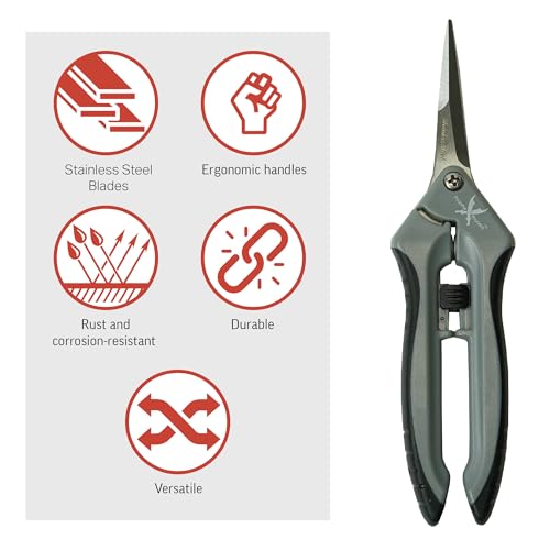 Piranha Pruner Trimming Scissors Garden Shears, Plant Trimmers, Gardening Hand Tools, Straight Stainless Steel Blade