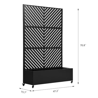Metal Raised Garden Bed with Trellis and Wheels, 71"x47"x16" (Black-Arrow) - color: Black-arrow, size: 71"x47"x16"