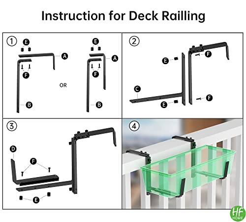 HFHOME 4PCS Adjustable Planter Window Box Planters Hanging Flower Box Holders Brackets, Heavy Duty Wall Mount Holder for Windowsills, Garden, Fences, and Balcony - Black - size: Set of 4 - Black