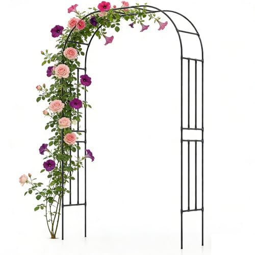 Giantex Garden Arch Trellis, 60''W x 95''H Metal Arbor for Climbing Plants - size: 60"W x 95"H
