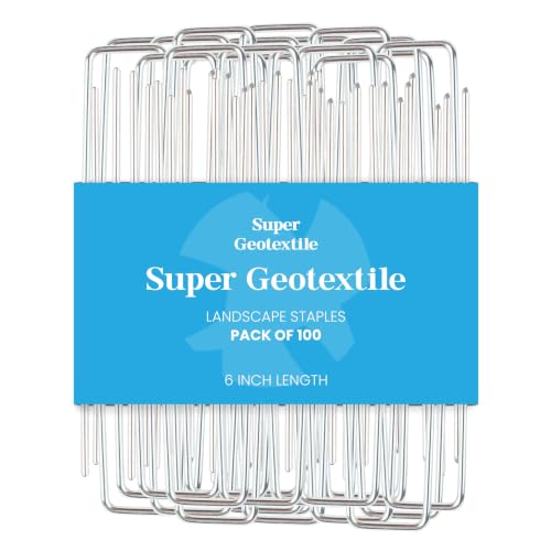 Super Geotextile Landscape Staples - Heavy Duty 11 Gauge Galvanized U-Shaped Sod Pins for Weed Barrier and Landscaping Fabric Stakes - 1" x 6" (100 pcs) - size: 100 Pcs x 6"