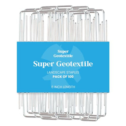 Super Geotextile Landscape Staples - Heavy Duty 11 Gauge Galvanized U-Shaped Sod Pins for Weed Barrier and Landscaping Fabric Stakes - 1" x 6" (100 pcs) - size: 100 Pcs x 6"