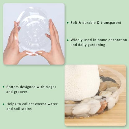 JERIA 6 Inch 20 Pack Clear Plant Saucers,Plastic Flower Pot Trays,Round Durable Plant Drip Trays for Indoor and Outdoor - size: 6 Inch (20 Pack)