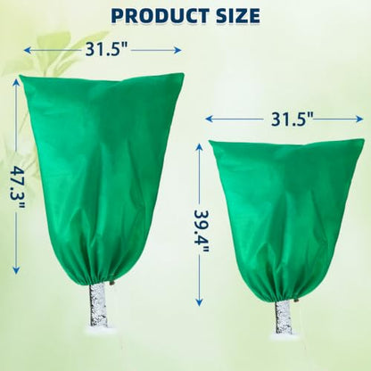 Homimp Plant Covers Freeze Protection,4 Pack Frost Covers with Zipper Drawstring (31.5" x 39.4" & 31.5" x 47.3") Plant Protection Cover Bags for Outdoor Winter Frost Cold Weather Shrubs Jacket,Green - size: 31.5"W x 39.4"H & 31.5"W x 47.3"H