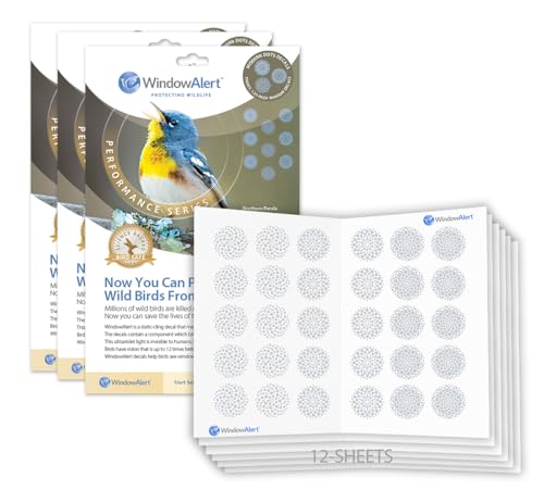 WindowAlert Performance Series Modern Dots Anti-Collision Decal 12 Pack - UV-Reflective Window Decal to Protect Wild Birds from Glass Collisions - Made in the USA - color: Modern Dots, size: 12-Pack