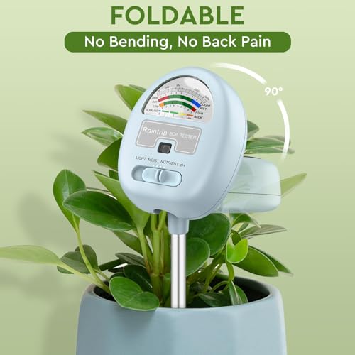 4-in-1 Soil Moisture Meter, Moisture Meter for Plants, Soil Ph Meter, Tester for Moist, Light, Nutrients, pH, Great for Garden, Lawn, Farm, Indoor & Outdoor Use，No Battery Required, Blue - color: blue