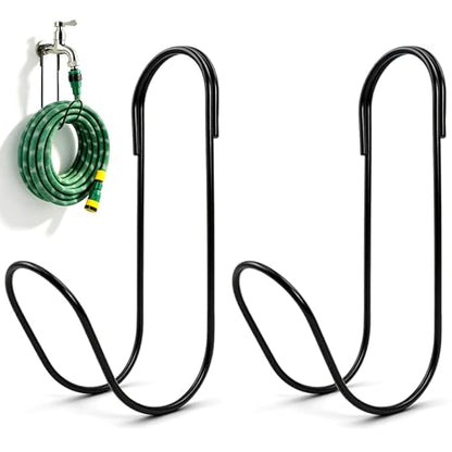 Philbinden 2 Pcs Flexible Garden Hose Holder-Black Garden Solid Hose Storage Hook for Garden Hoses, Ropes, Outside Yard