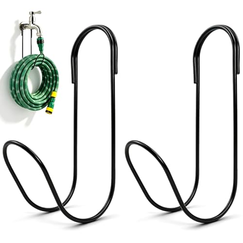 Philbinden 2 Pcs Flexible Garden Hose Holder-Black Garden Solid Hose Storage Hook for Garden Hoses, Ropes, Outside Yard