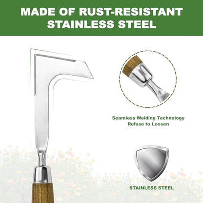 Haliaeetus Crack Weeder Tool, L Shaped Stainless Steel Crevice Weeding Tool - size: 11'' Crack Weeder Tool